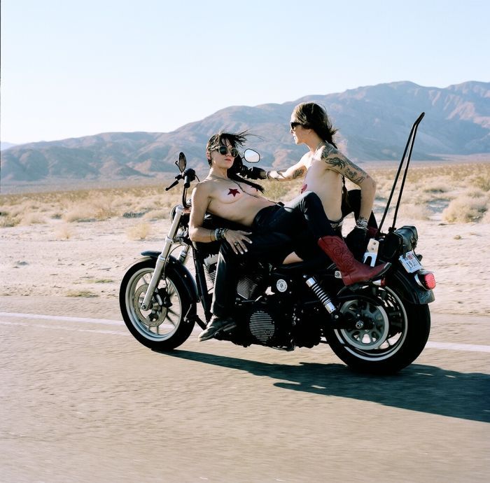 Girls on a motorcycle in Portland