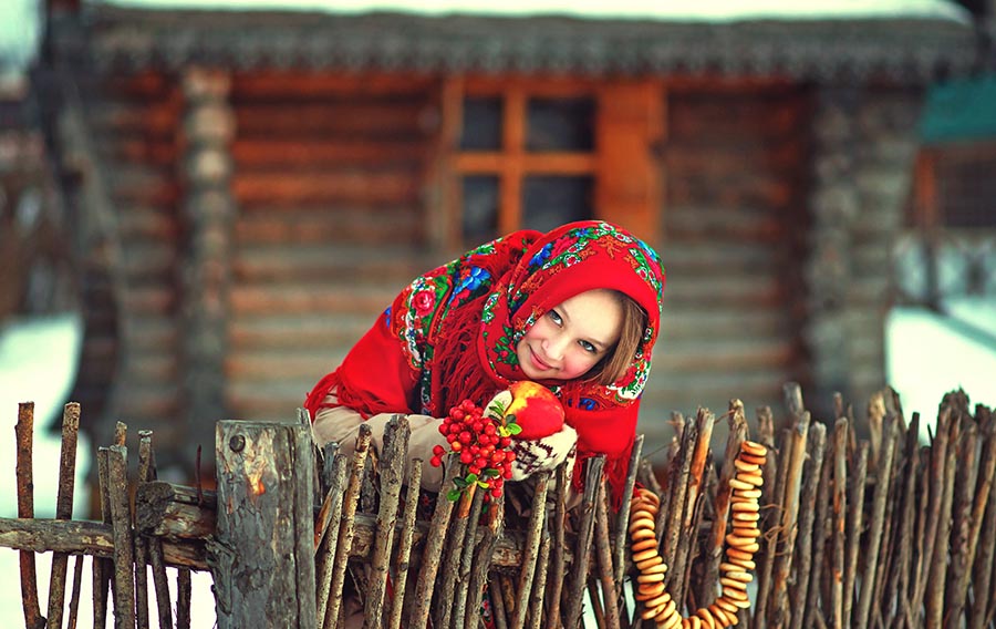 Sexy girl Women in Slavic costumes in Portland